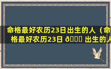 命格最好农历23日出生的人（命格最好农历23日 🐝 出生的人是什么）